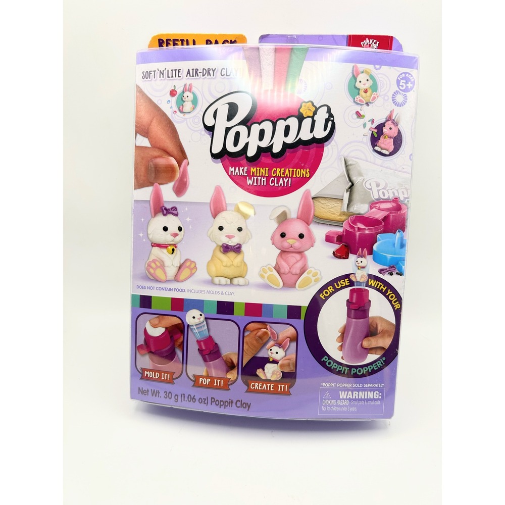 Poppit Mini Bunnies Refill Pack Moose Toys Air-Dry Clay 17409 New